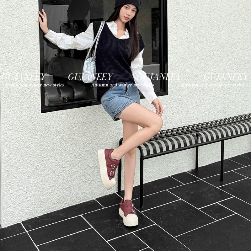 欧洲站女鞋25秋冬时尚软胎牛皮圆头魔术贴休闲舒适款轻厚平底板鞋|undefined