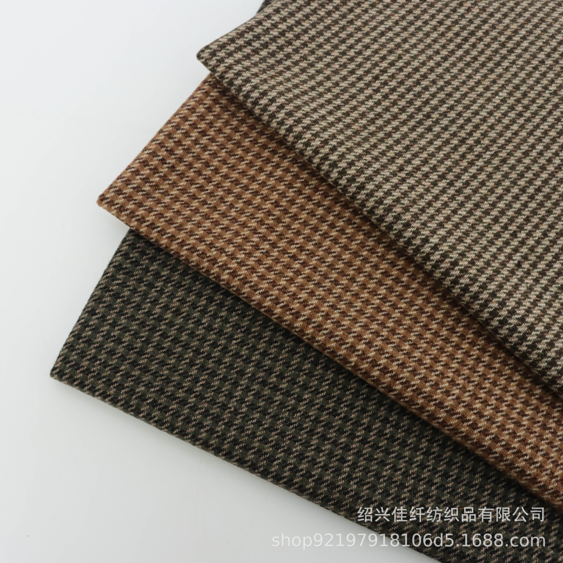 新款50%毛呢复古千鸟格 春秋西装 服装布料 裤裙童装套装
