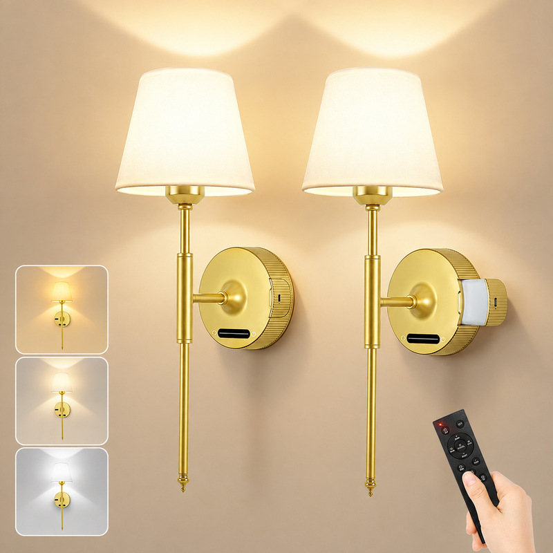 Amazon Wireless Battery-Powered Wall Lamp for Bedroom and Living Room Decoration, 8000mAh Removable Battery, Remote Control Touch