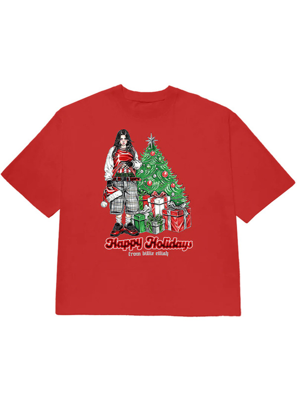 Billie Eilish Billie Eilish Christmas European and American Retro Cotton Short-Sleeved T-Shirt