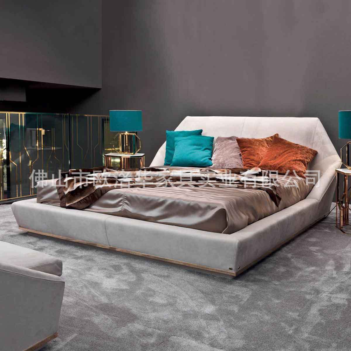 樣板間軟裝輕奢大床 意式簡約床展廳家具全屋配套 意式輕奢家具