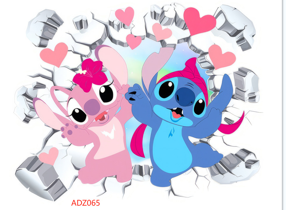 Cartoon transfronterizo Sticky pared pegatinas tridimensionales a través de la pared decoración de la pared de la habitación de niños pegatinas autoadhesivas diseño de fondo creativo