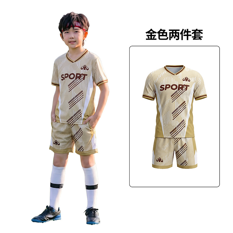 Camiseta transfronteriza de fútbol infantil de manga corta, camiseta de entrenamiento transpirable para estudiantes de fútbol primario de verano image 9