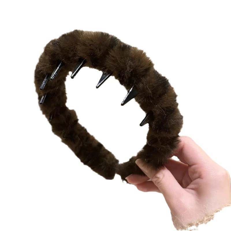 Peludo ondulado bandas de cabello 2025 nuevo alto cráneo bandas de cabello adornamiento de cabello otoño y invierno sensación de alta calidad temperamento retro clip para el cabello