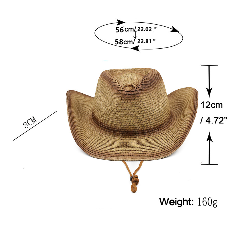 New Western Cowboy Straw Hat Outdoor Sports Mountaineering Top Hat Foldable Hat display picture 1