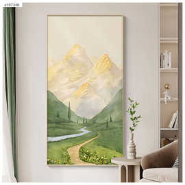 日照金山挂画入户玄关奶油风装饰画客厅走廊过道壁画山水风景挂画