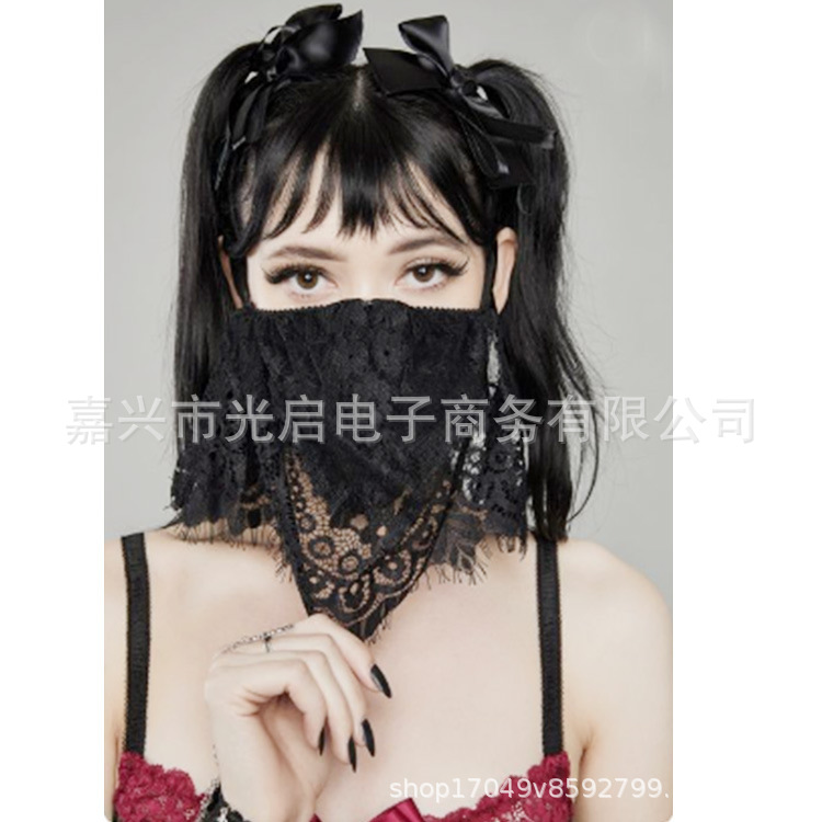 哥特风格蕾丝装饰口罩化装舞会万圣节派对装饰面罩服装配件