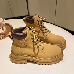 跨境专供内增高马丁靴女2025新款大黄靴女款户外厚底百搭短靴鞋