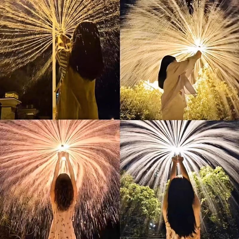 高品质网红炫光抽拉式烟花水枪儿童玩具喷水枪沙滩戏水打水仗神器