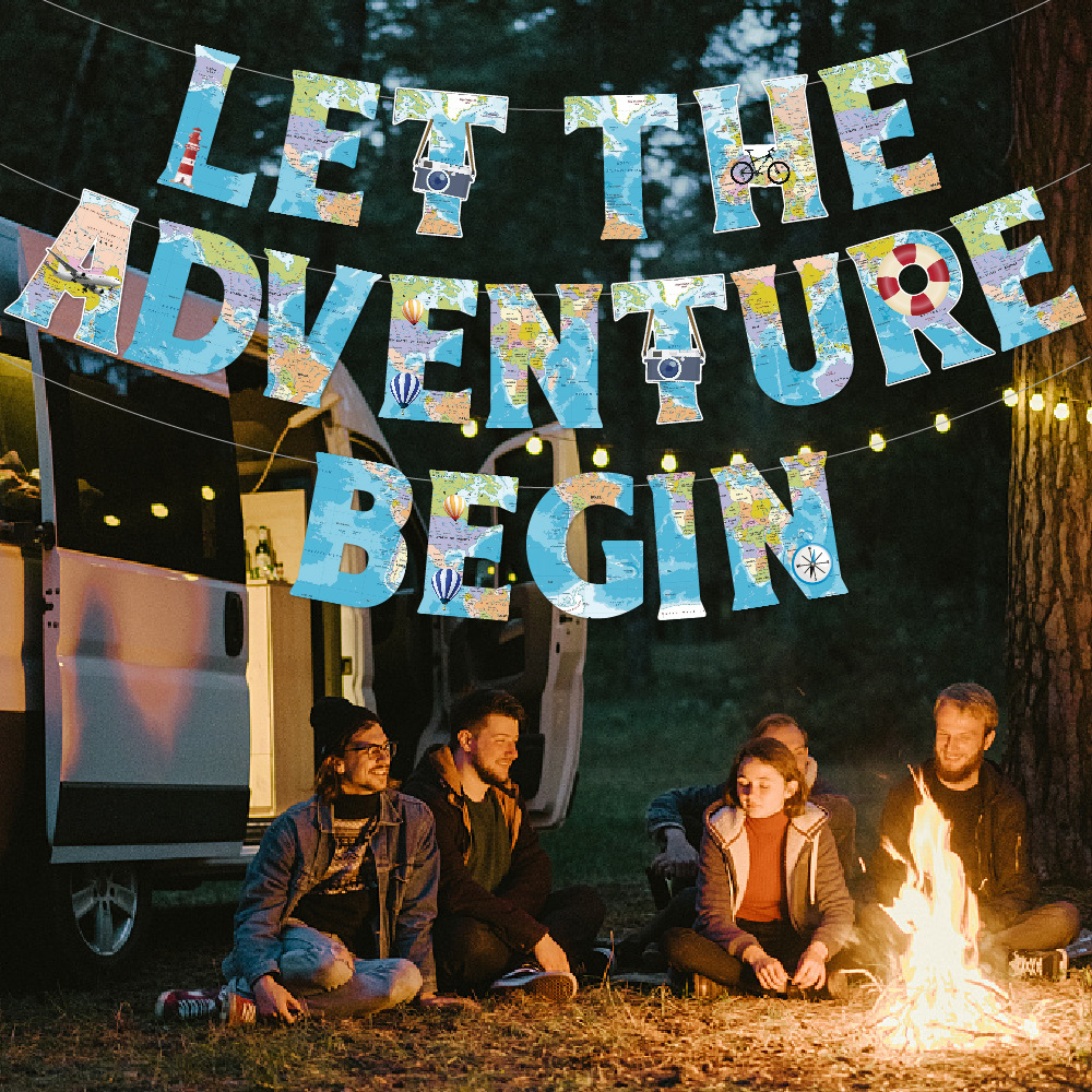 Tema de viaje global transfronterizo fiesta de graduación de jubilación tire de la bandera colgante espiral Tarjeta de pastel inserción decoración suministros