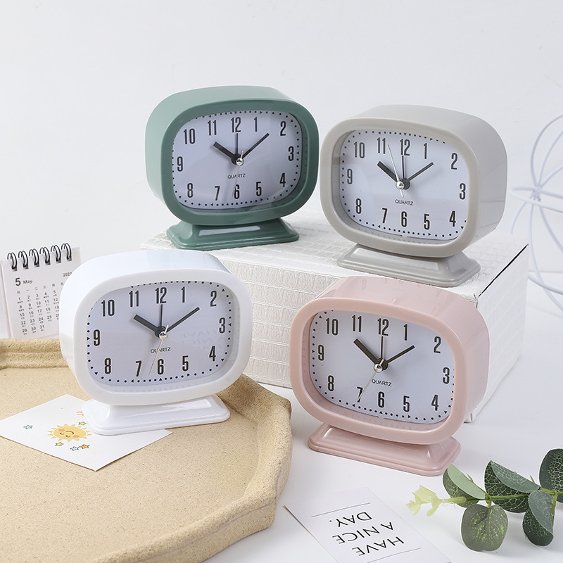 Creative Round Digital Simple Alarm Clock Children's Student Bedside Home Decoration Sweeping Seconds Clock