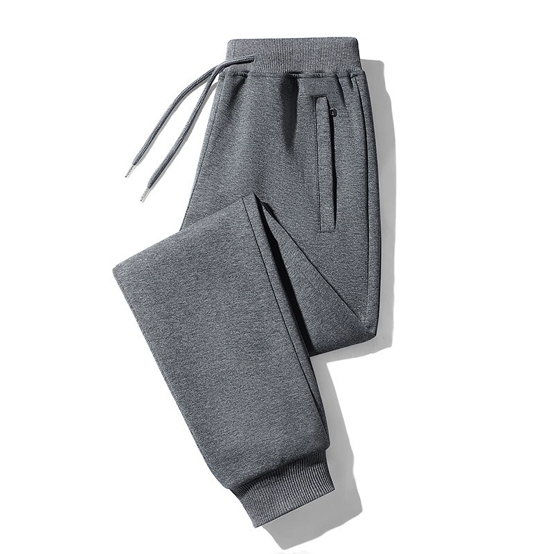 Men's cotton autumn trousers for leisure with zipper, plus size
