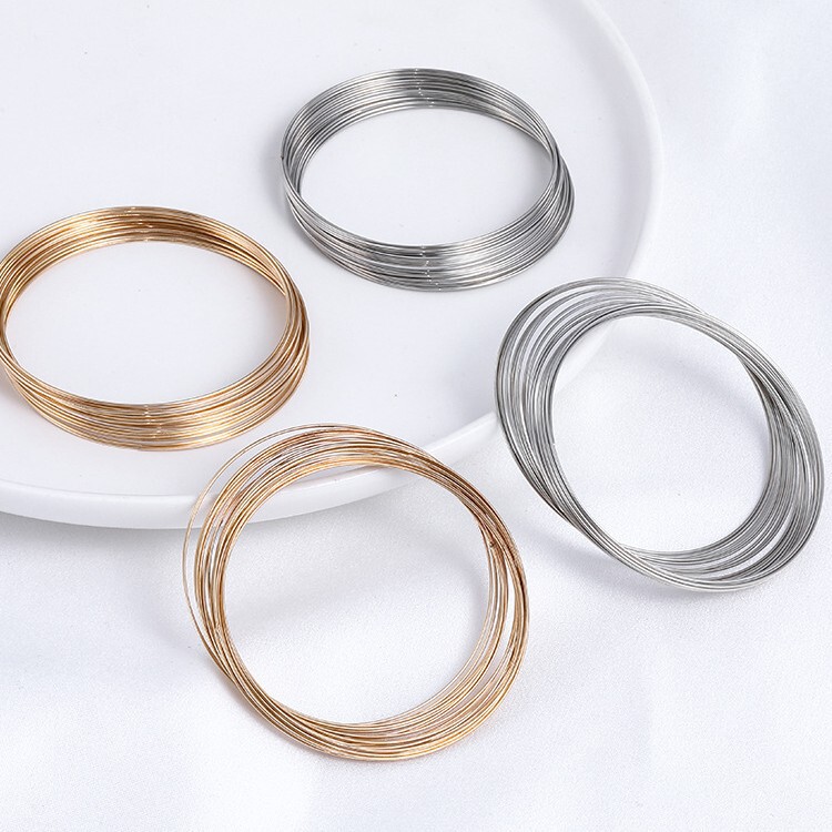 Copper plated 14K gold color wire bracelet ring diy bracelet accessories memory steel ring wire wholesale