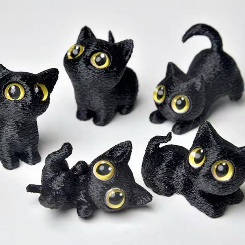 Cross-Border Ready-Made Big-Eyed Cute Cat 3D Printed Toy Desktop Crafts Figurine Ornament