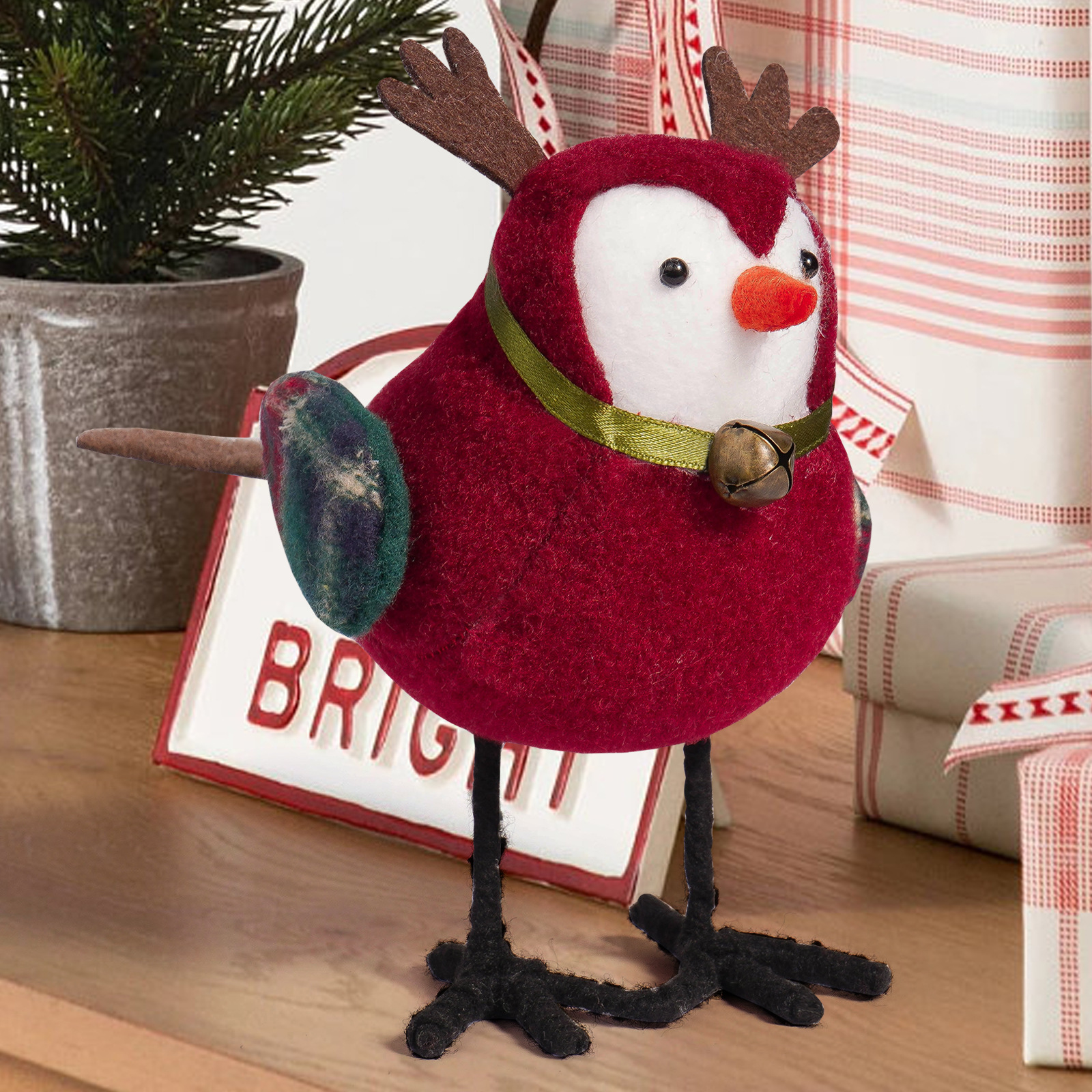 Navidad transfronteriza adorable pájaros creativos Santa pájaros festivos decoraciones de escritorio pájaros de pie