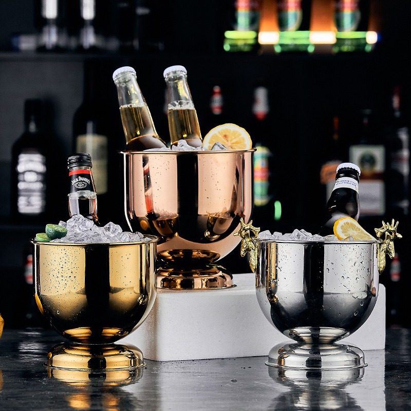 加厚冰塊桶不鏽鋼冰桶酒吧KTV香檳啤酒紅酒店用品冰桶商用印logo