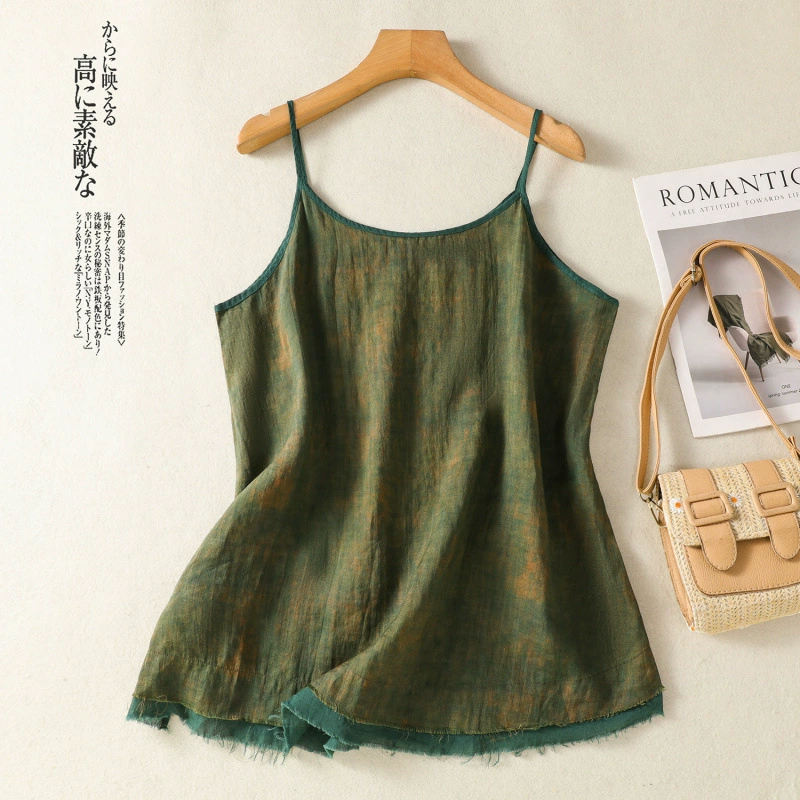 2025 весна и лето новый дикий рами с шерстяными краями, носить свободную печать, простой короткий ремень