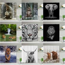 Animal Shower Curtains Elephant Zebra Tiger Leopard跨境专供