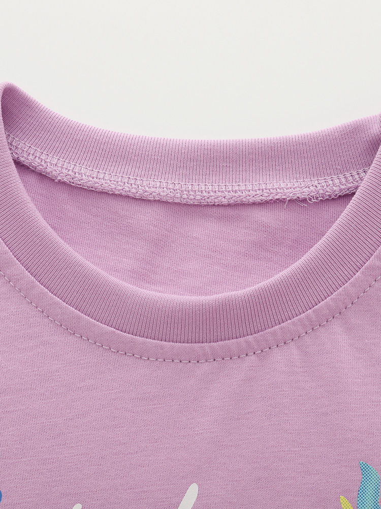 Malwee transfronterizo ropa doméstica de niñas verano nuevo estilo europeo y americano para niños pequeños adorables set de camiseta de cuello redondo
