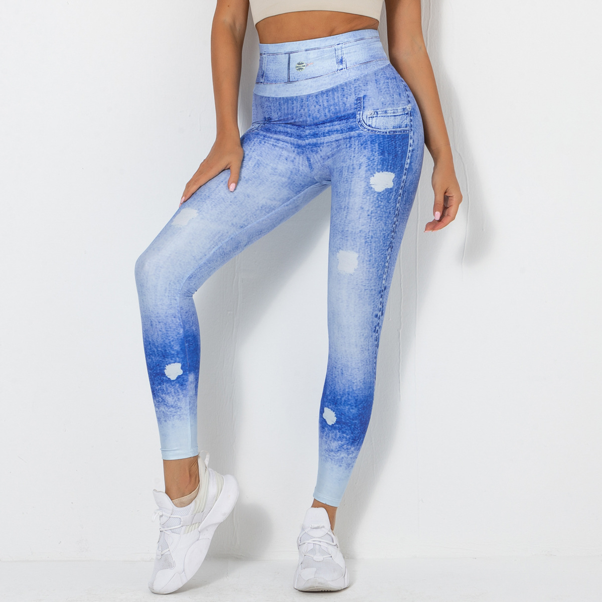 Casual Sport Style Printing Spandex Polyester Active Bottoms Leggings display Modeuse 62