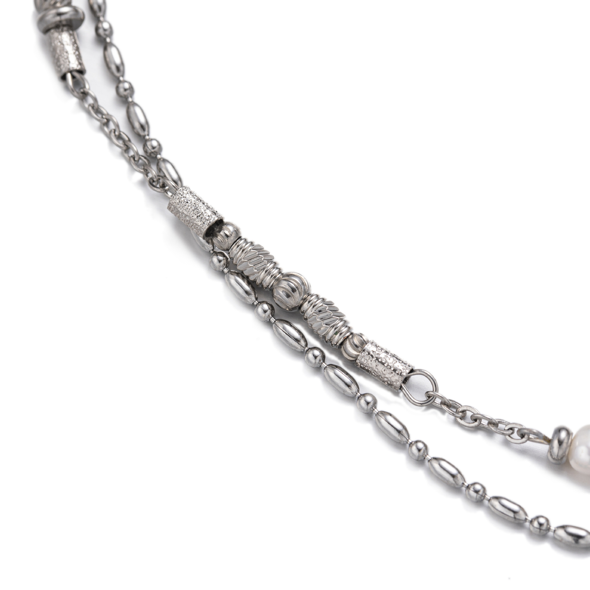 Acero inoxidable transfronterizo retro collar de perlas de bambú universal estilo simple nicho personalidad temperamento suéter cadena mujer