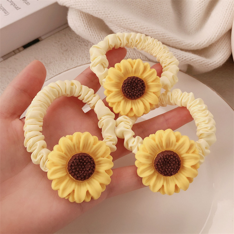 Bosque girasol cabello anillo elástico para el cabello adornamiento de cabello super仙 pequeña cuerda de cabeza fresca cuerda de cabello de cola de caballo de niña