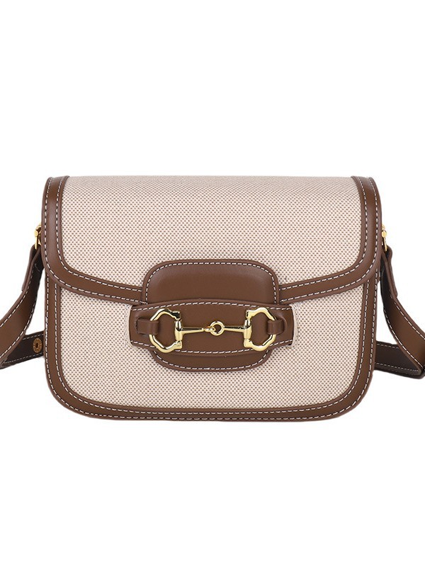Bolso de silla de montar exquisito a juego de color retro para mujer 2025 transfronterizo nuevo bolso de mensajero de hombro casual de moda de alta calidad