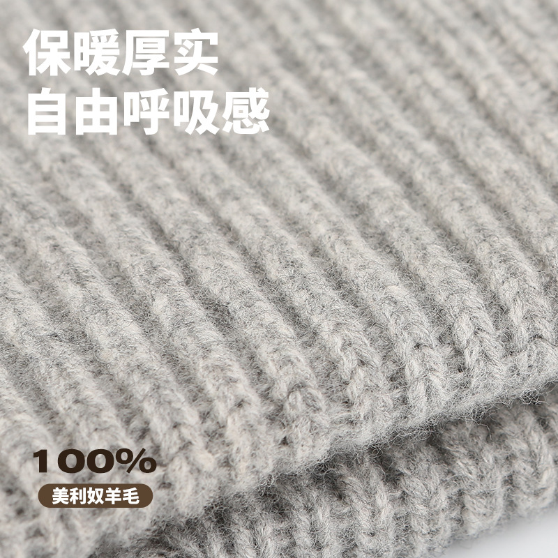 【スポット】新商品100% メリノウール保温ニット帽秋冬人気オーダーメードLogoフリップコールドキャップ