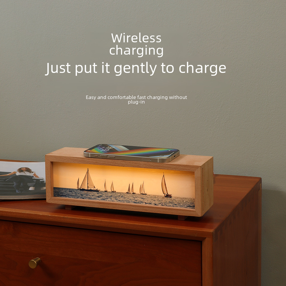 Cross-border new wireless charging light painting creative gift mini night light bedroom Desktop USB atmosphere small table lamp