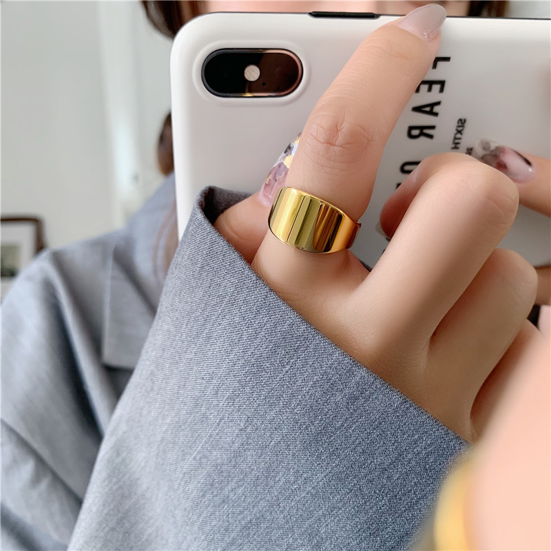 10g Weight Gold Plated Plating Material Rings Classification 1 Piece Quantity Holiday, Daily Occasion Stainless Steel Material Solid Color Pattern Women's Gender Plating Design Simple Style, Commute Style Simple Style Commute Solid Color Stainless Steel Plating Gold Plated Rings 10