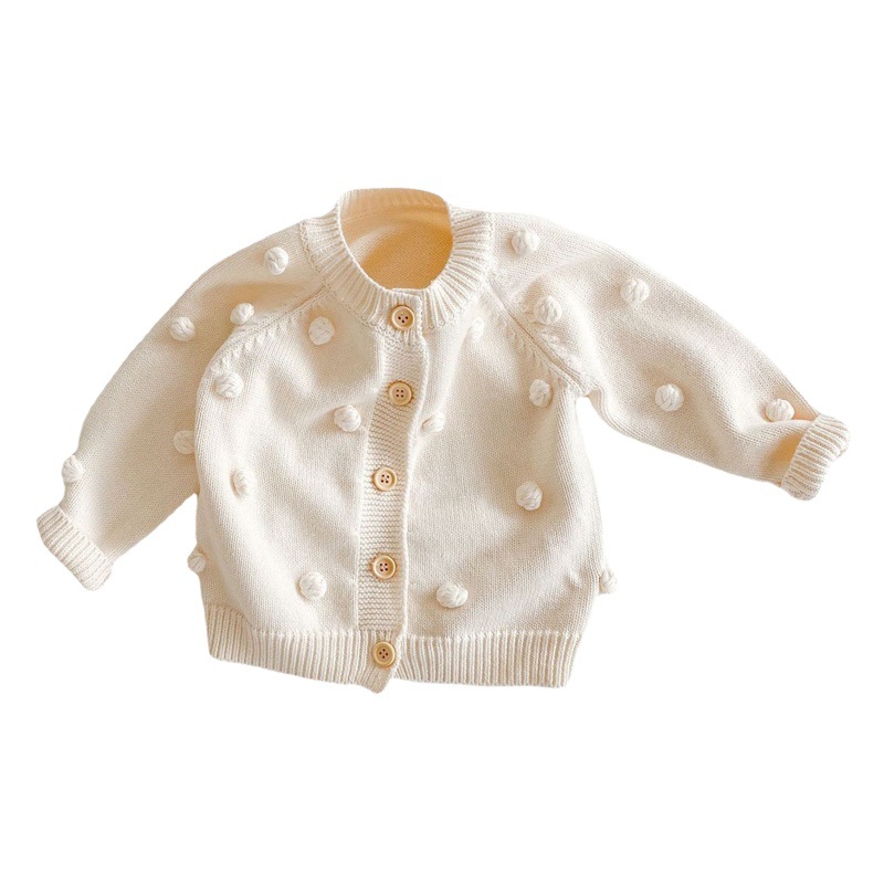 Primavera y otoño todos los niños y niñas a juego Bola hecha a mano de los niños de punto Chaqueta de algodón de manga larga recién nacido Año Nuevo ropa para niños