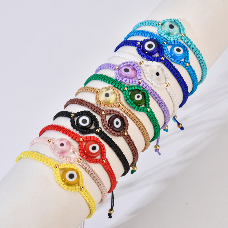 Irregular Handmade Cute Eye Bracelet Wholesale Multi-Color Rope Ethnic Style Bracelet Friendship Chain Cross-Border Irregular Handmade Cute Eye Bracelet Wholesale Multi-Color Rope Ethnic Style Bracelet Friendship Chain Cross-Border