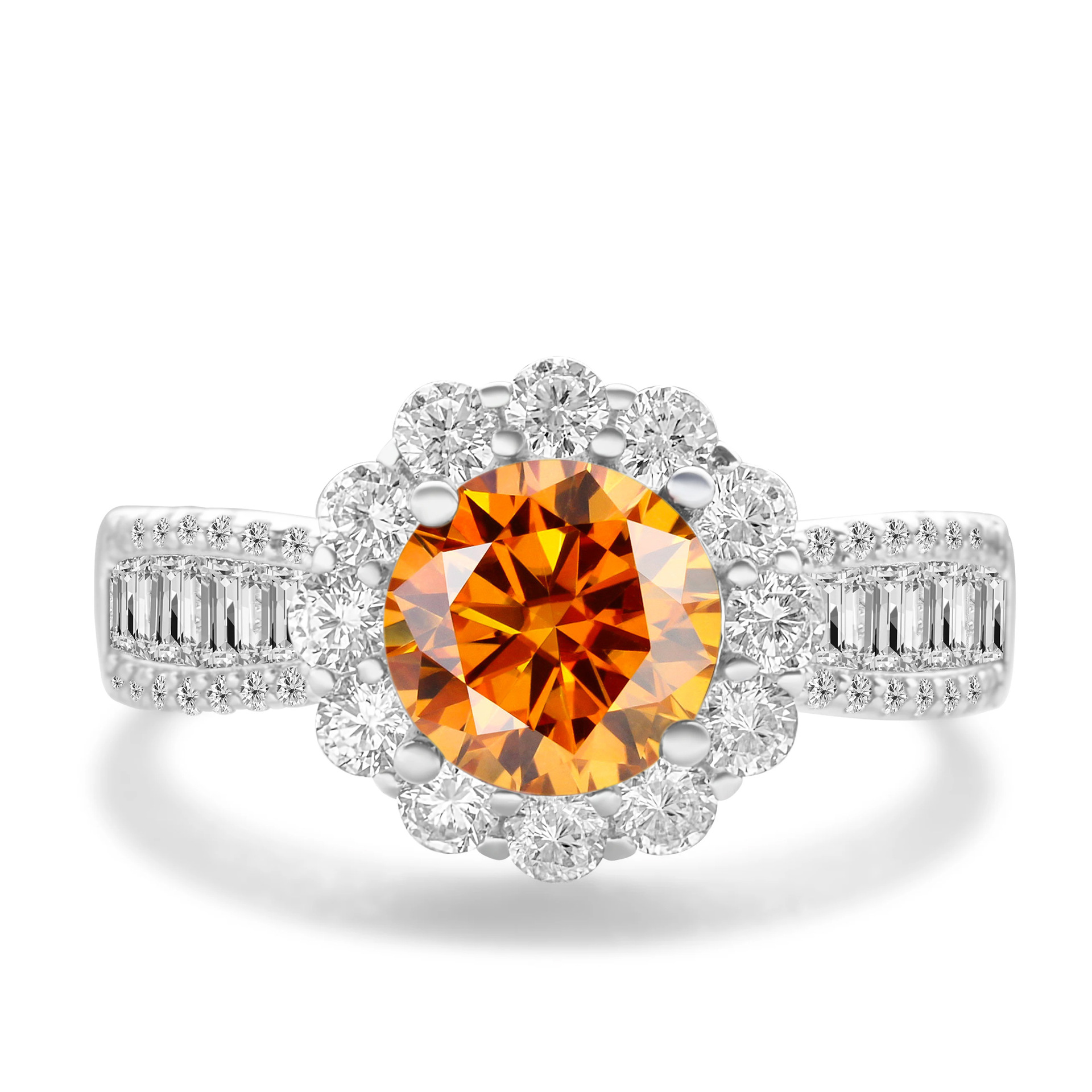 2CT anillo de piedra de mosaico de color de plata esterlina S925 cinturón de plata GRA certificado de mosaico de comercio electrónico transfronterizo anillo de venta caliente para mujeres