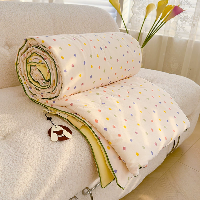 Летнее одеяло из мытого хлопка класса А из соевого волокна, одеяло с кондиционером, летнее прохладное одеяло из мятой пряжи с принтом, летнее тонкое одеяло, можно стирать в машине