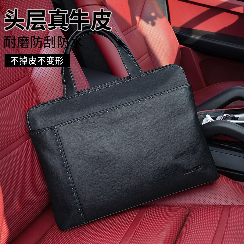 King Paul Men's Briefcase Cowhide Handbag Briefcase Men's Business Office Bag Brand Computer Bag