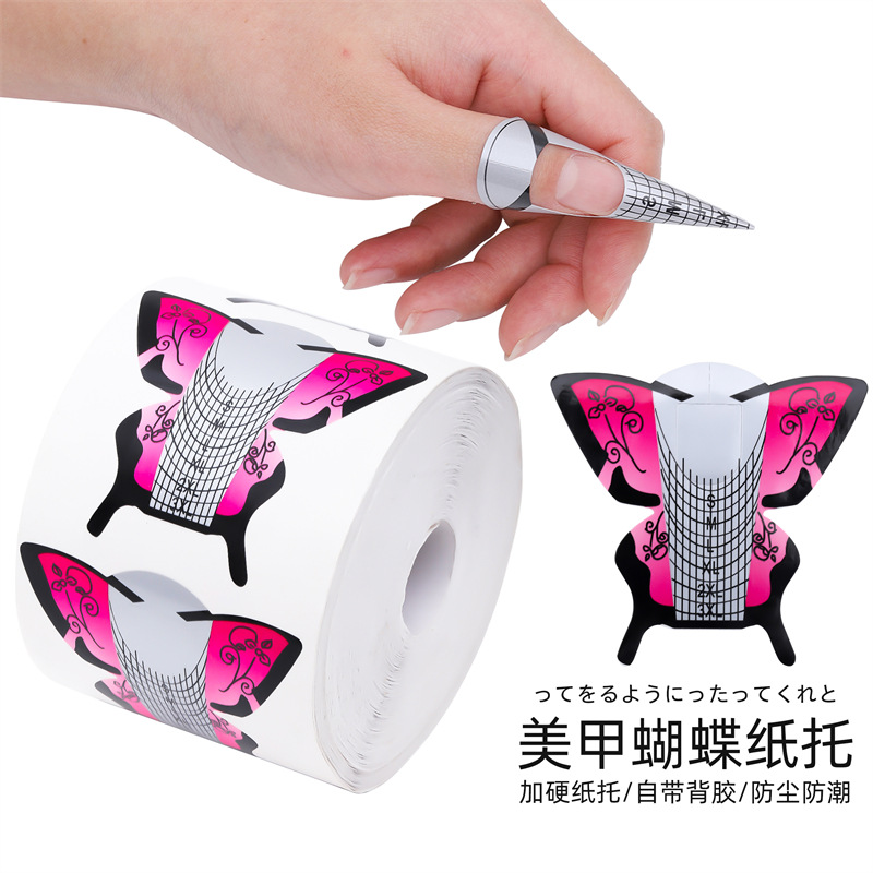 Soporte de papel de mariposa titular directa de fábrica de papel de extensión de Arte de uñas 100/500 piezas titular de papel de fototerapia creativa de Arte de uñas