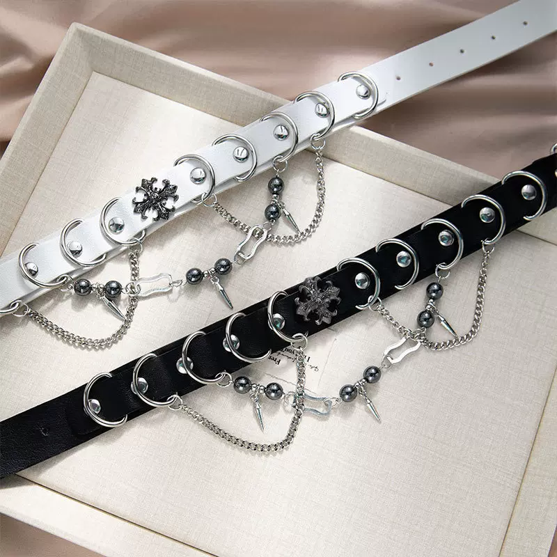 欧美跨境皮质十字架流苏项圈时尚朋克甜酷风个性锁骨链潮酷项饰品