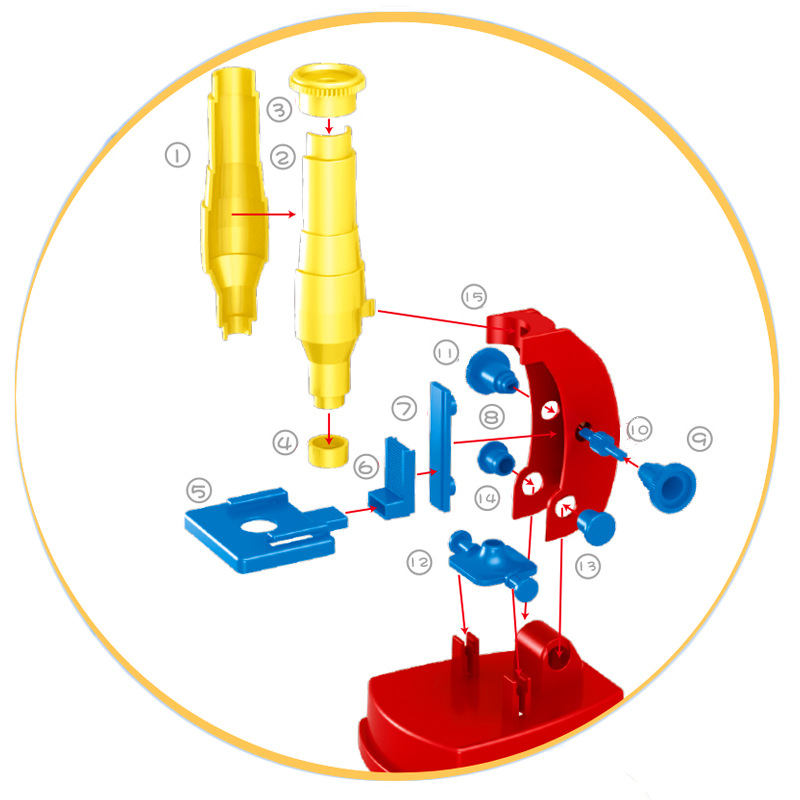 Nuevos niños de educación temprana cognitiva STEM ciencia y educación juguetes DIY auto-instalado luz mini microscopio