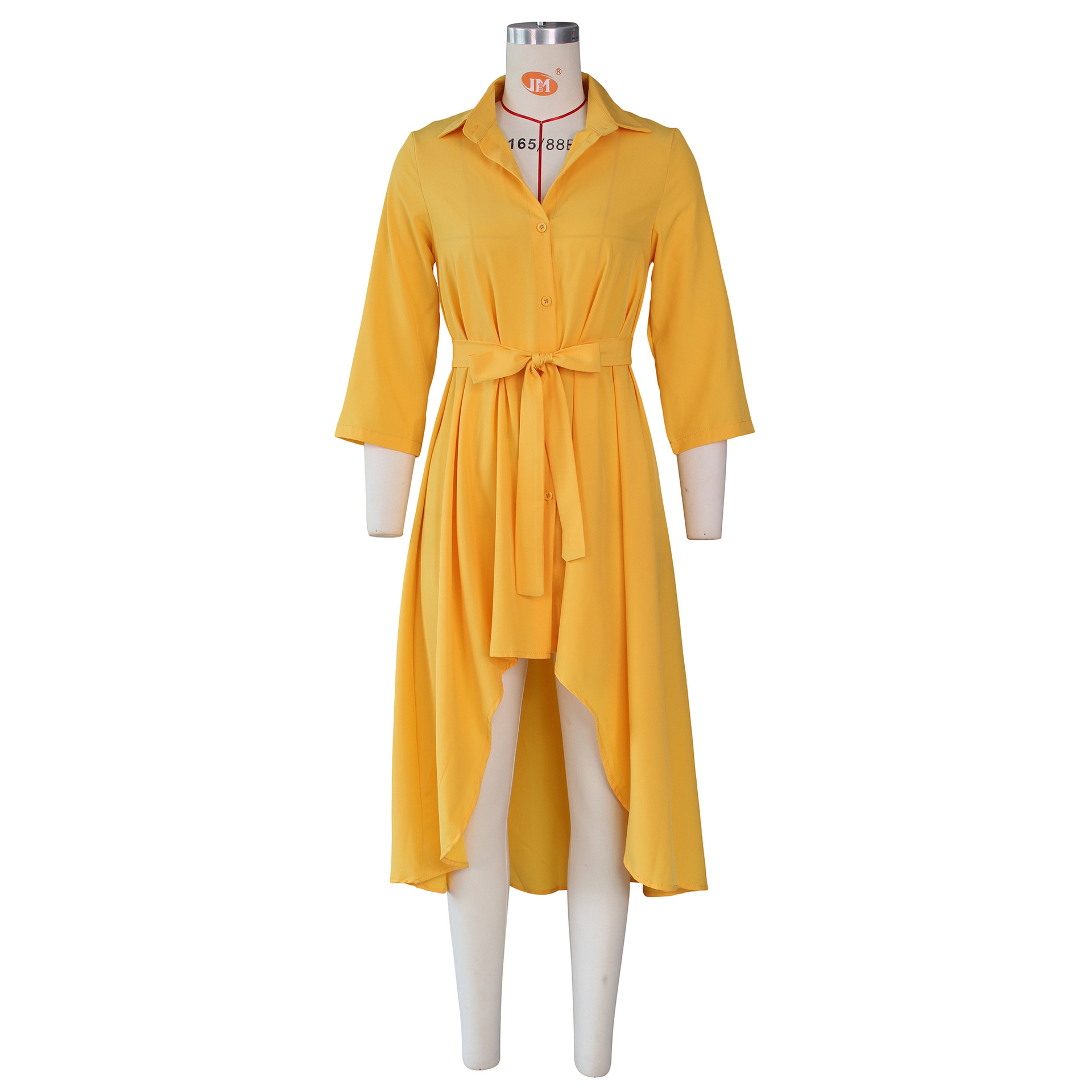 Autumn Winter Irregular Asymmetric Half Sleeve Long Shirt Dress