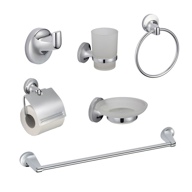 Paper towel rack sanitary ware pendant zinc alloy stainless steel bathroom pendant suit towel rack suit towel bar six-piece set