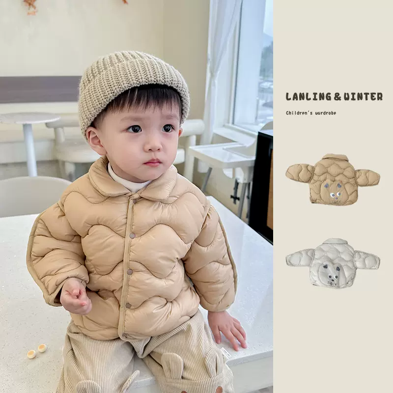 2025韩国新品儿童棉服童装男童宝上衣冬季女童短款外套潮洋气轻薄