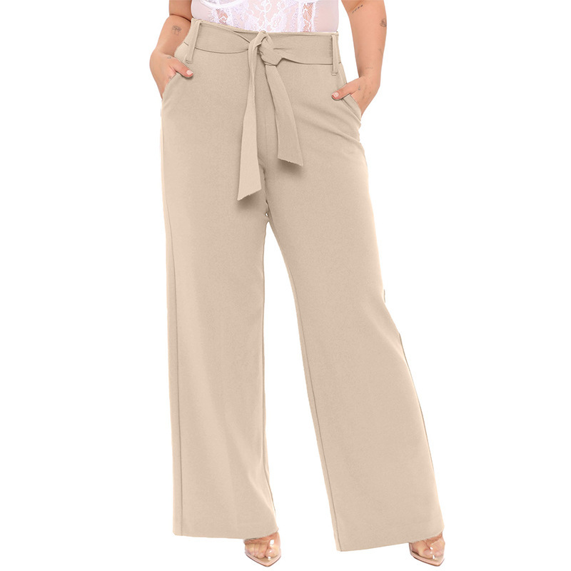 Moda cinturón de moda pantalones de piernas anchas damas primavera y otoño nuevo color sólido pantalones largos largos relajados ociosos para mujeres image 13