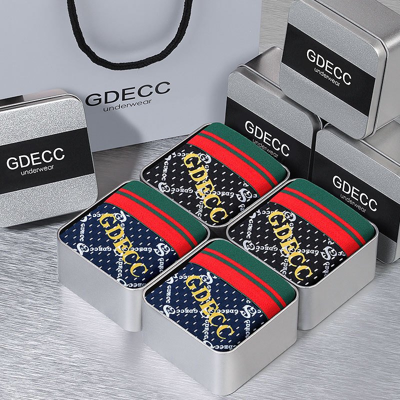 Genuine goods GDECC new printed underwear Ice Silk breathable fashion trendy men's boxer shorts shorts