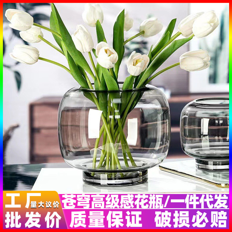 批发创意圆形玻璃花瓶ins风办公室桌面鲜花植物高颜值水培摆件