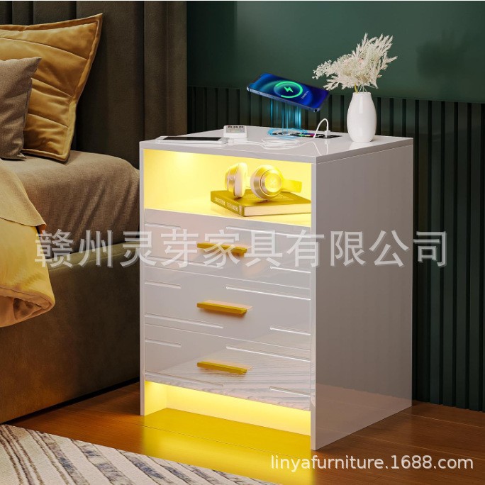 Amazon venta caliente de muebles de tablero con diodos luminosos recargables mesas de cama fábrica de comercio exterior al por mayor