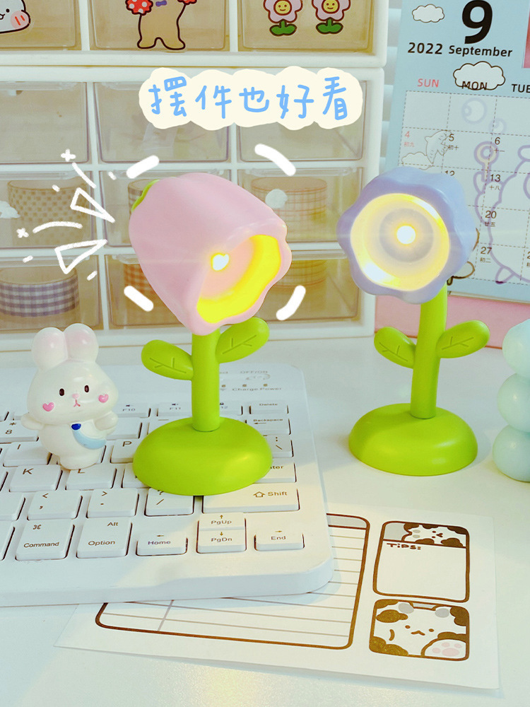 Batterie-Tischlampe Cartoon-Blumen DIY Creme-Gel Nachtlicht Mini-LED Stimmungslicht Kreatives Geschenk Dekofigur