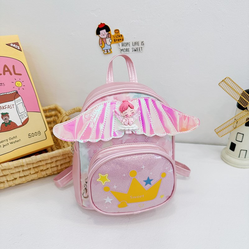 Mochila suave, lindas alas pequeñas, mochila para niños y niñas, mochila para niños de jardín de infantes, mochila para bebés, mochila para niños con sequillas de corona de dibujos animados