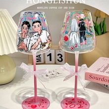 特别的新婚礼物送新娘新人手工DIY闺蜜手绘敬酒高脚红酒杯