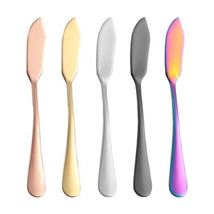 Cross-border stainless steel titanium-plated color cheese butter knife in stock western bread jam butter spatula butter knife