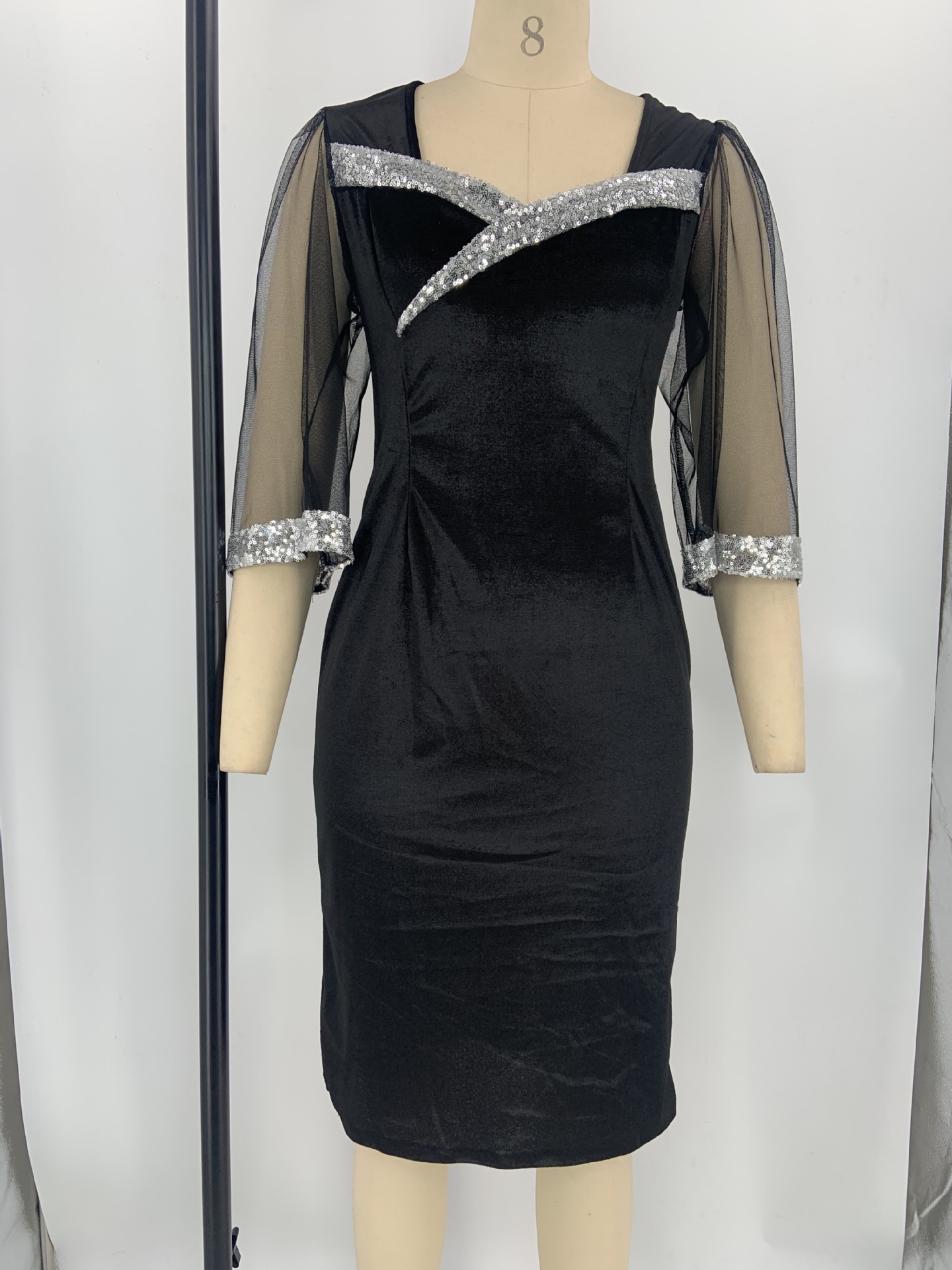 GraceChic Plus Size Elegant Mesh Patchwork High Waist Slim Fit Pencil Dress For Women On_voghion.com